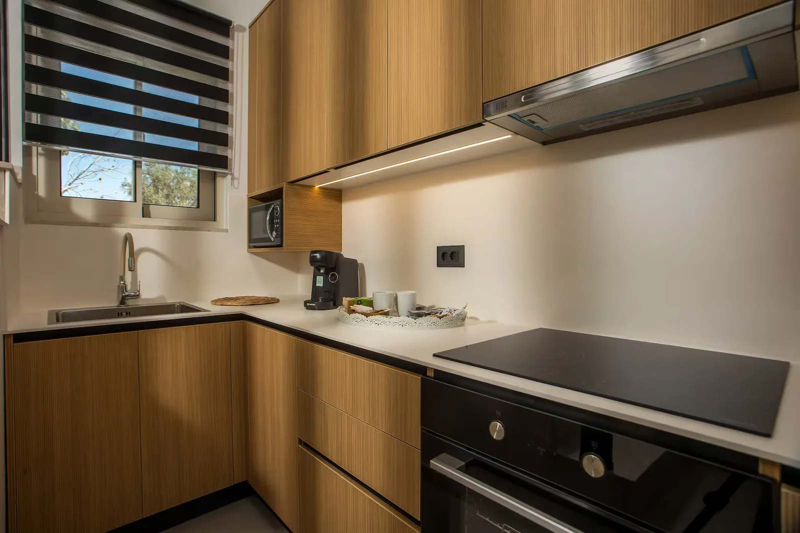 Kitchen with wood cabinets